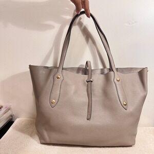 Annabel Ingall Women's Taupe Pebbled Leather Large Double Tote Bag